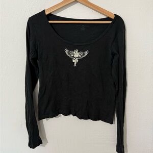 Brandy Melville Black Jillian Skull Top